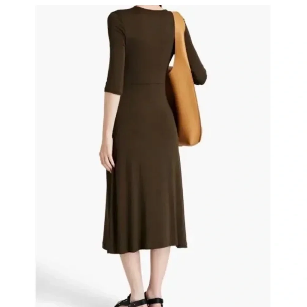 Vince Olive Green‎ Stretch Jersey Midi Dress